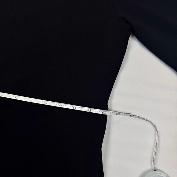 VTG AKA Eddie Bauer Black A-Line Dress Women's Medium Stretch Midi Workwear - Picture 14 of 14